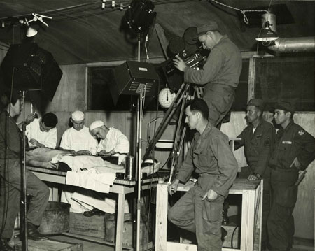 otis-filming-autopsy Filming autopsy during the Korean War.